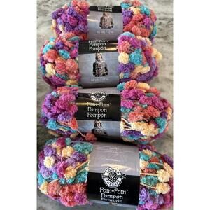 Skeins Loops & Thread Pom Pom “Confetti” Polyester Yarn Super Bulky Lot Of 4 New